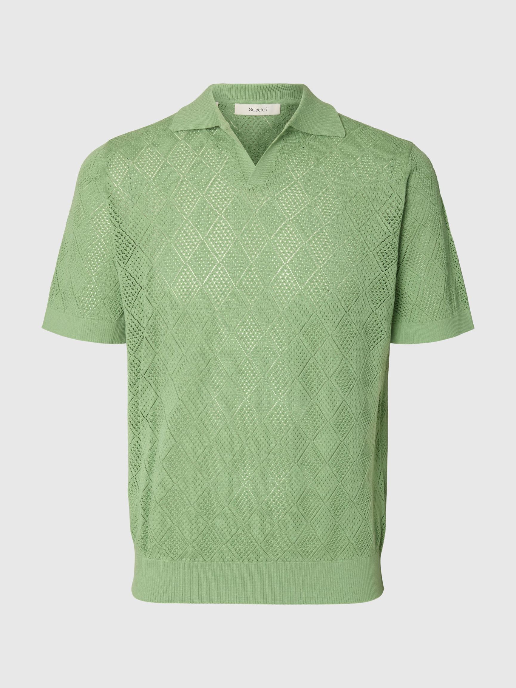 SHORT SLEEVED KNITTED POLO SHIRT, Aspen Green, highres