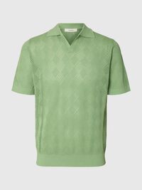SHORT SLEEVED KNITTED POLO SHIRT, Aspen Green, highres