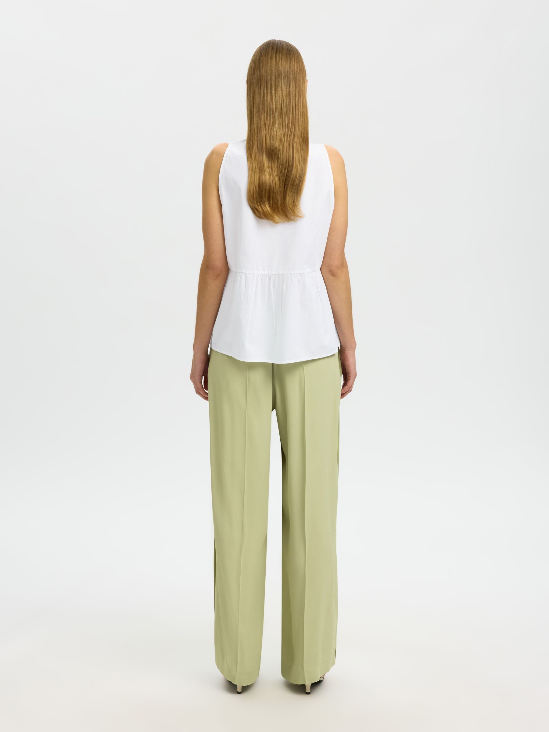 SLEEVELESS V-NECK BLOUSE, Bright White, highres