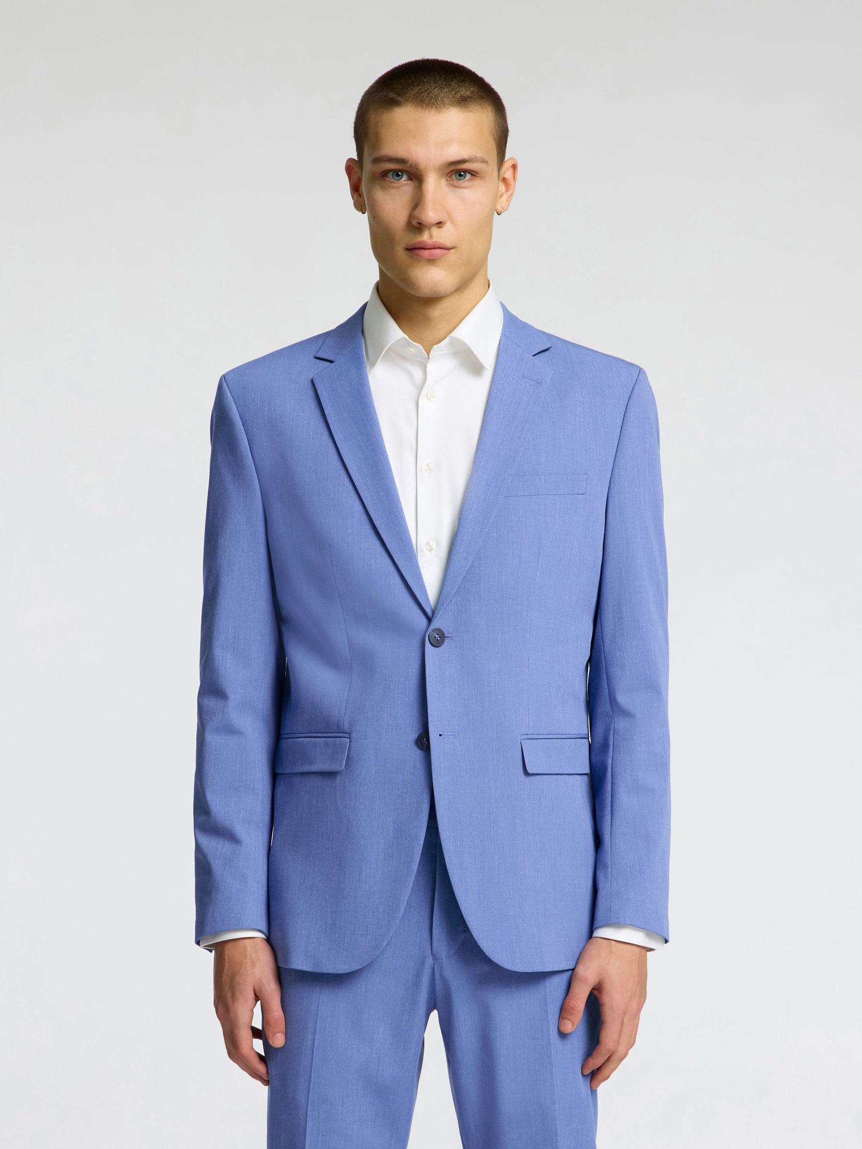 VISCOSE BLEND SLIM FIT BLAZER, Light Blue, highres