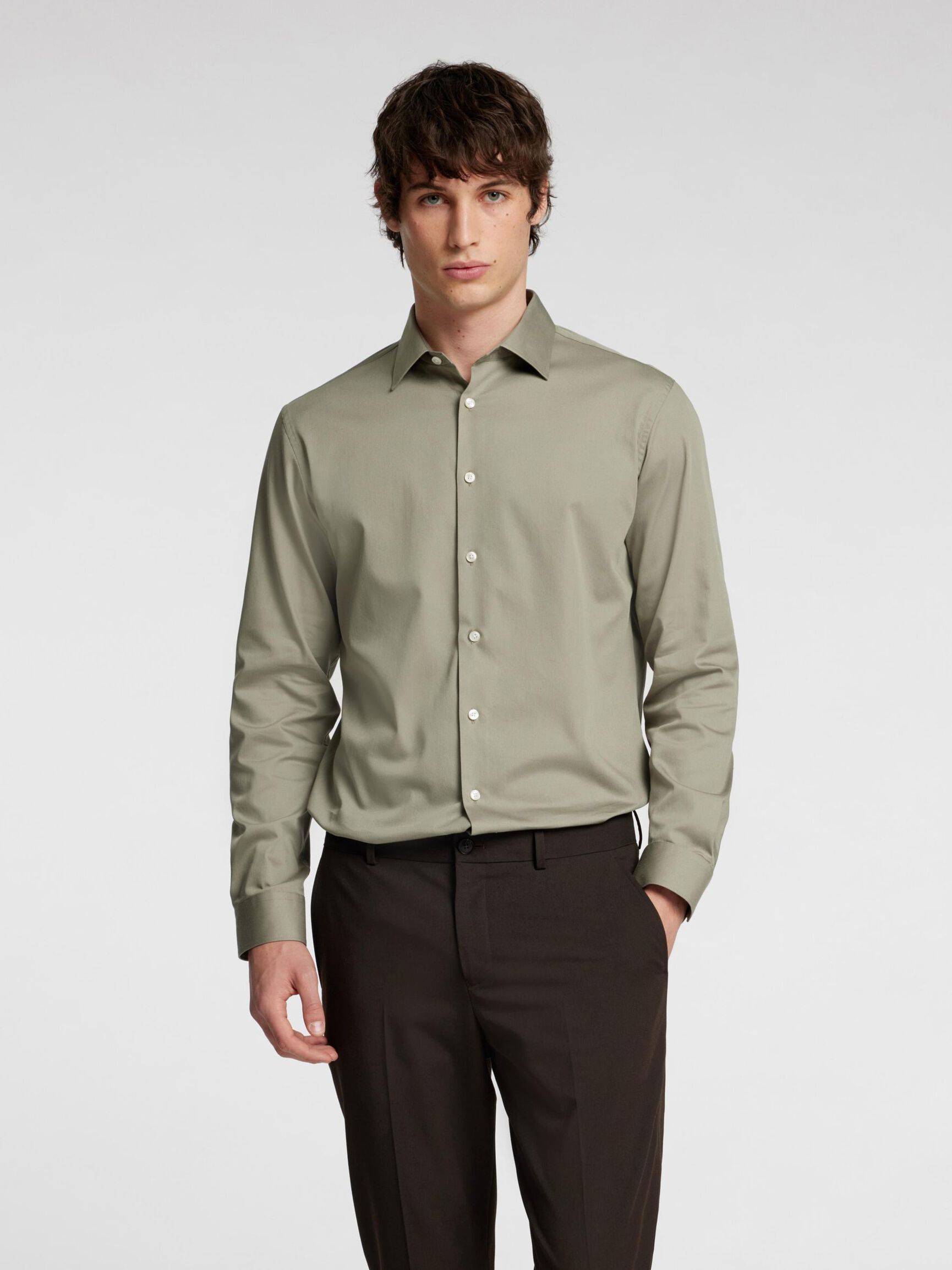 SLIM FIT SKJORTE, Vetiver, highres