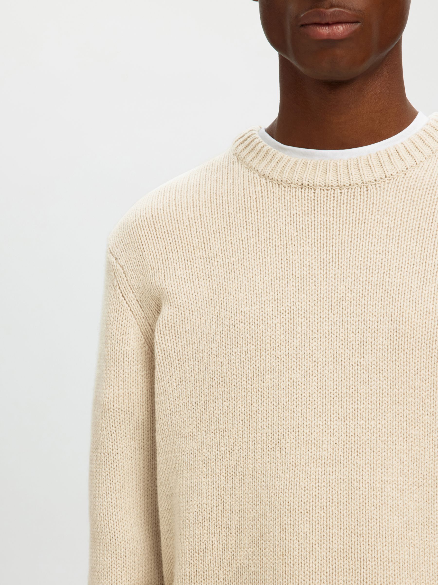 WOOL BLEND RELAXED FIT JUMPER, Oatmeal, highres