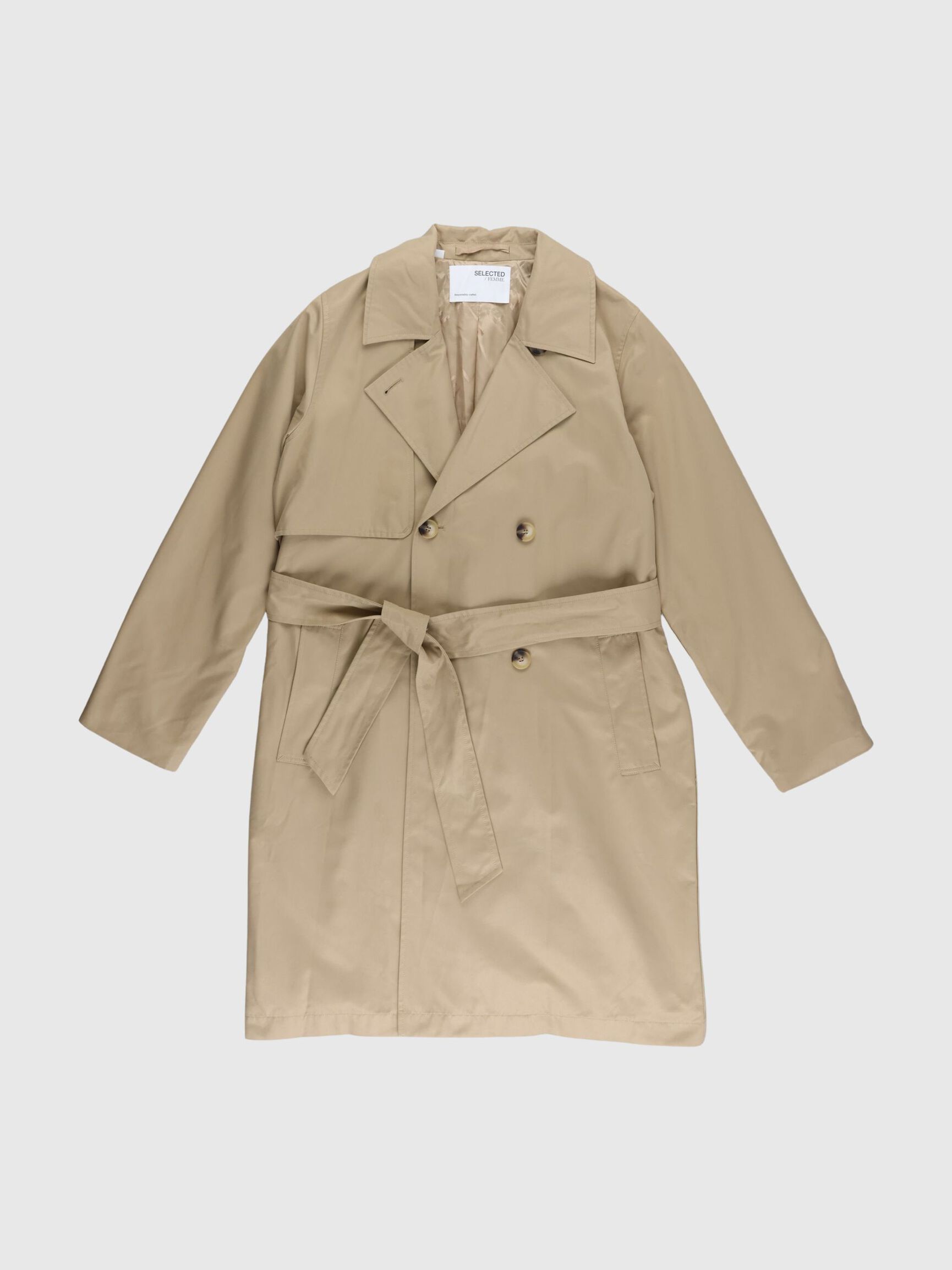 DOUBLE BREASTED TRENCHCOAT, Cornstalk, highres