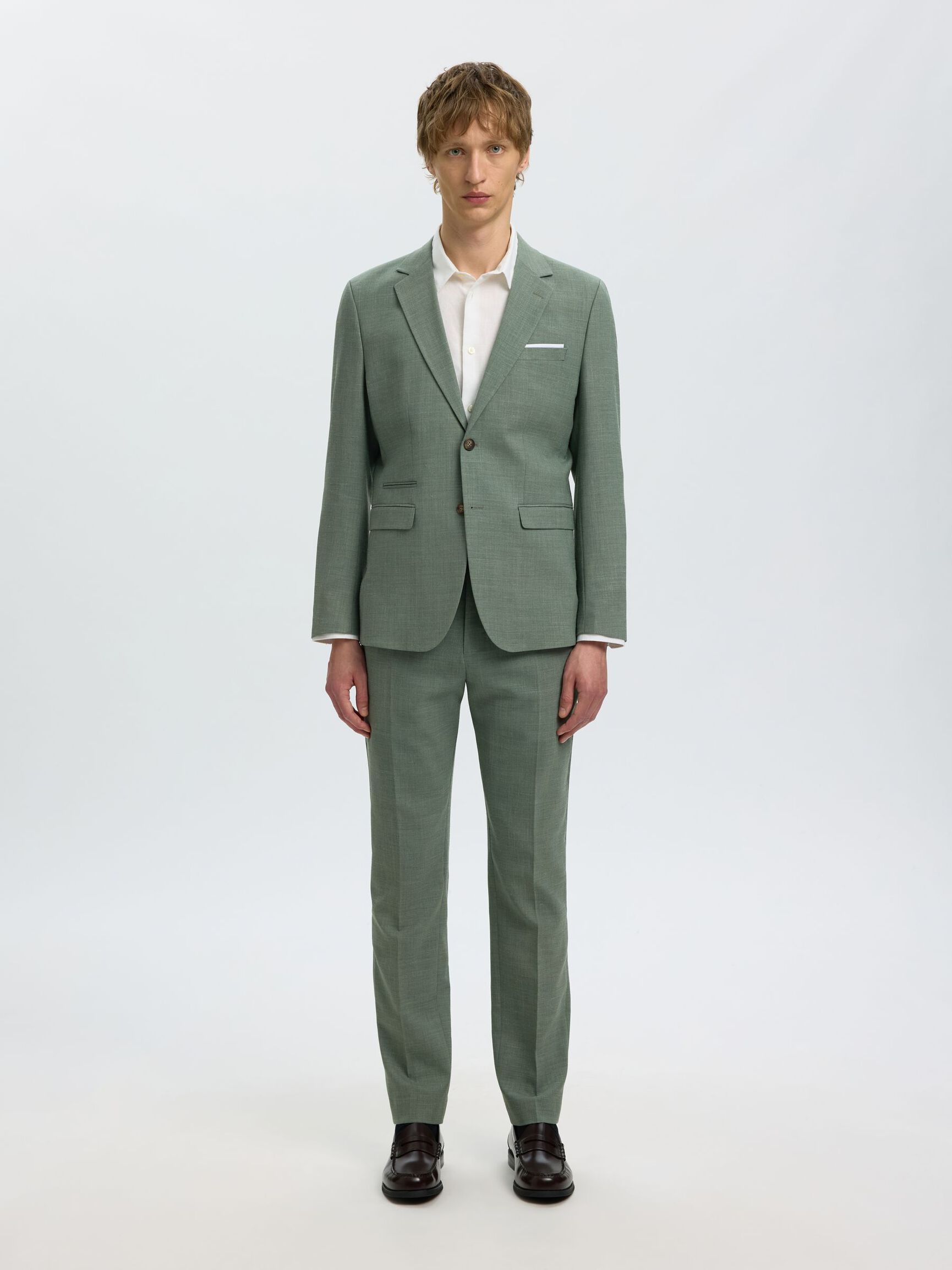 SLIM FIT SINGLE-BREASTED BLAZER, Light Green Melange, highres