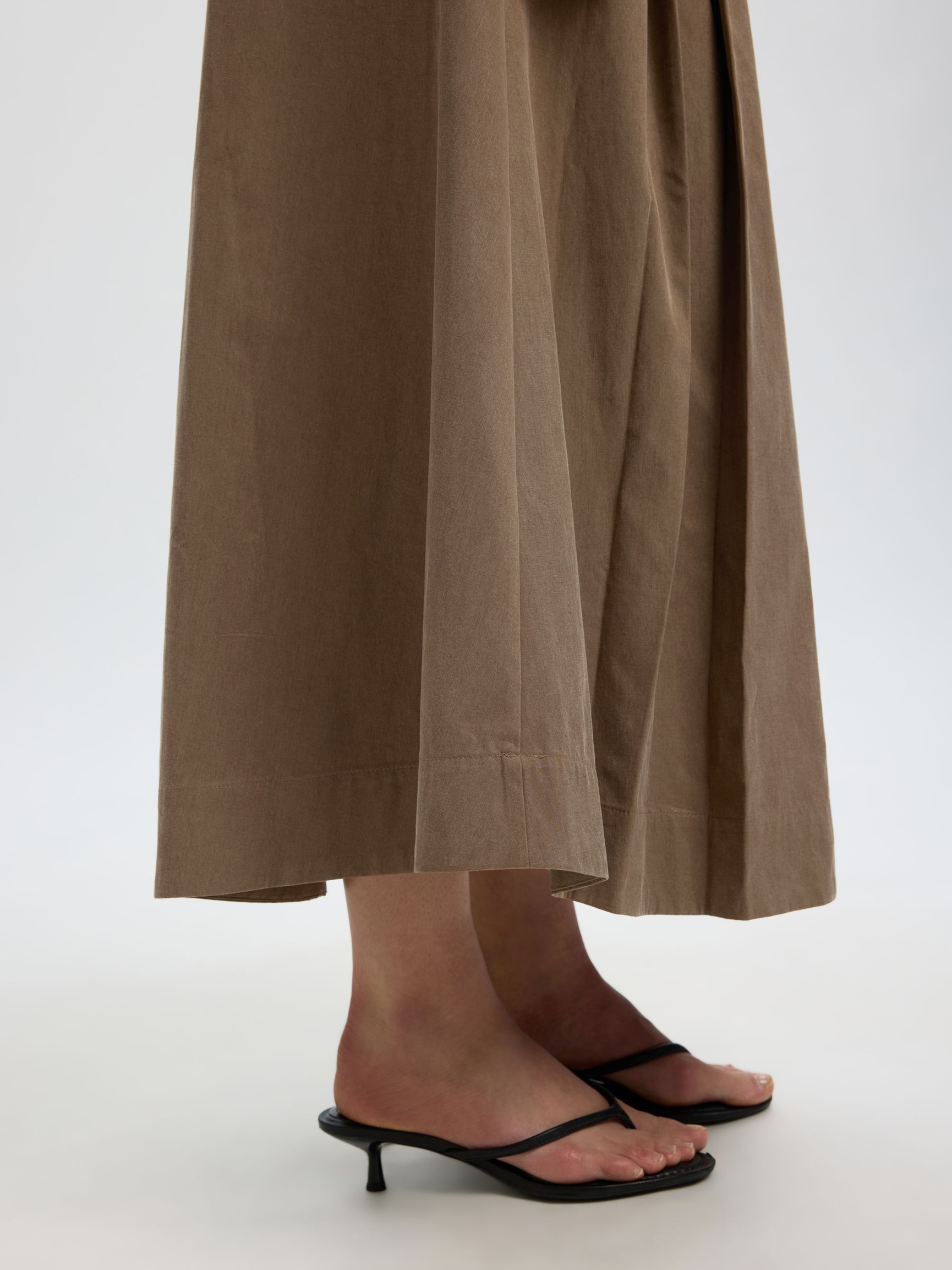 COTTON BLEND MIDI SKIRT, Chocolate Chip, highres