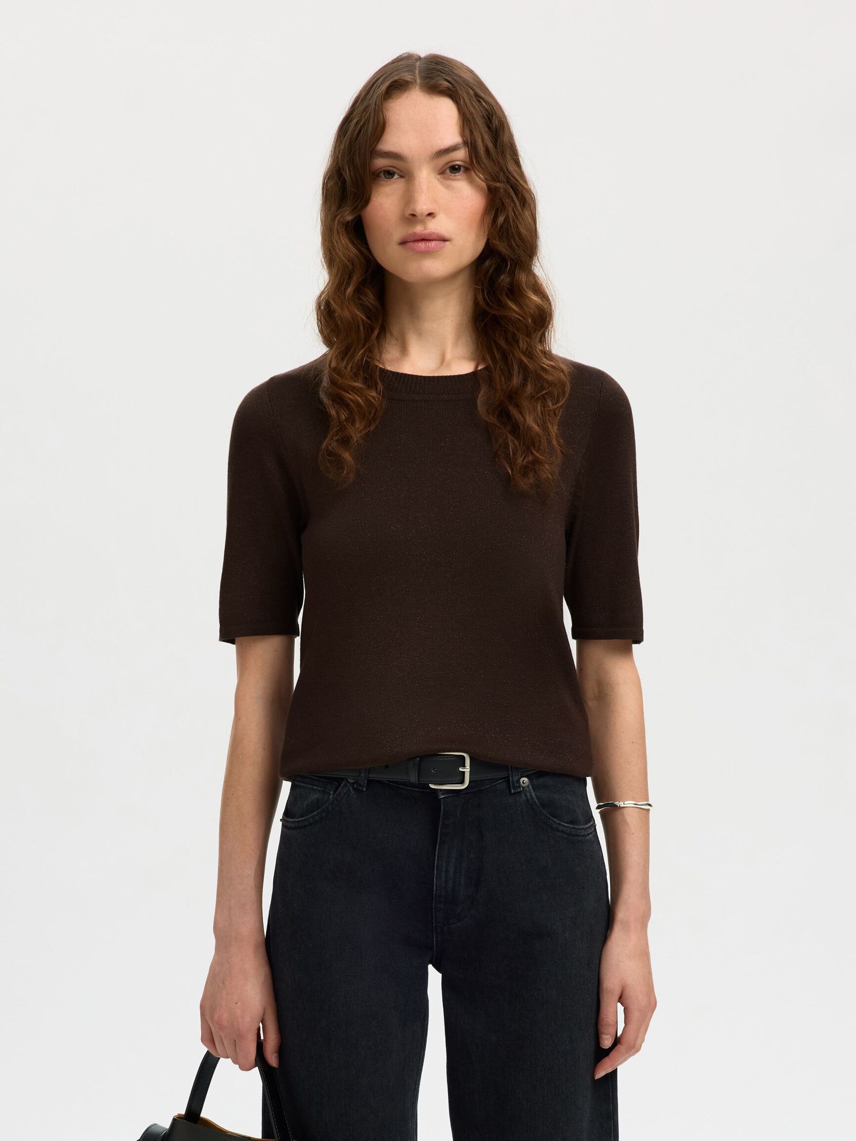 GLITTER KNITTED TOP, Delicioso, highres