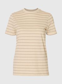 GESTREEPT KATOEN T-SHIRT, Oatmeal, highres