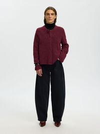 WOOL BLEND CARDIGAN, Tawny Port, highres