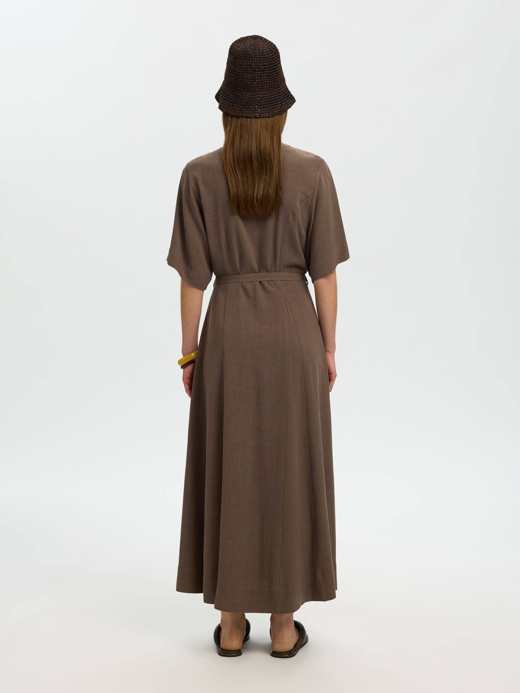 VISCOSE MÉLANGÉE ROBE LONGUE, Chocolate Chip, highres