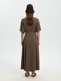 VISCOSE MÉLANGÉE ROBE LONGUE, Chocolate Chip, highres