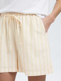 TAILLE MI-HAUTE SHORT EN LIN MÉLANGÉ, Sandshell, highres