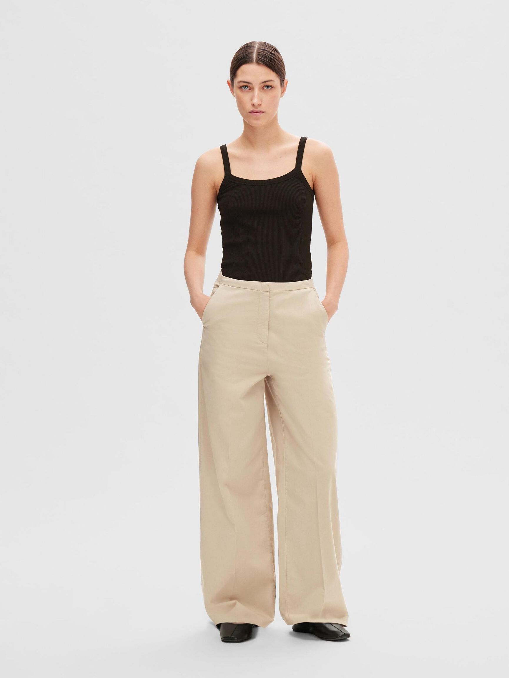 EXTRA WIDE-LEG TROUSERS, Humus, highres