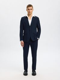 SLIM FIT SEERSUCKER SUIT TROUSERS, Dark Navy, highres
