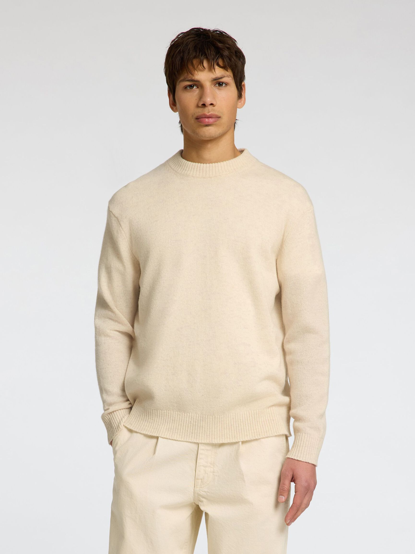 LIGHTWEIGHT CREWNECK JUMPER, Oatmeal, highres
