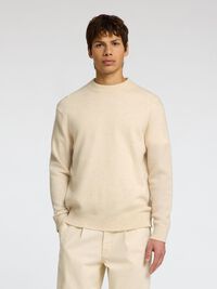 LIGHTWEIGHT CREWNECK JUMPER, Oatmeal, highres