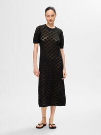 GEBREIDE MAXI JURK, Black, highres