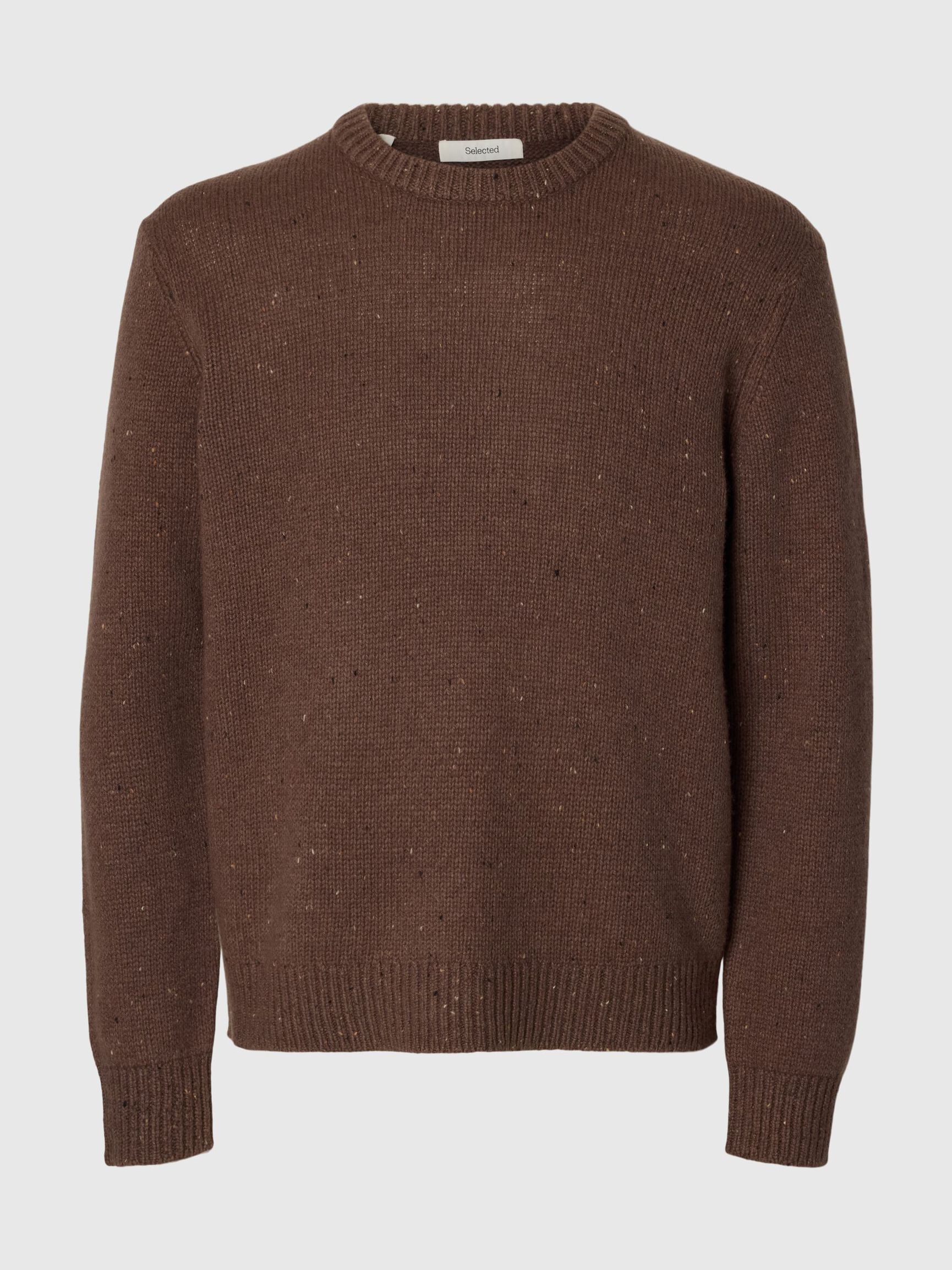 WOOL BLEND RELAXED FIT JUMPER, Chocolate Chip, highres
