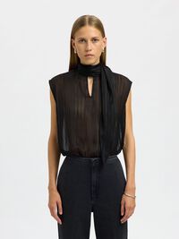 HIGH NECK SLEEVELESS TOP, Black, highres