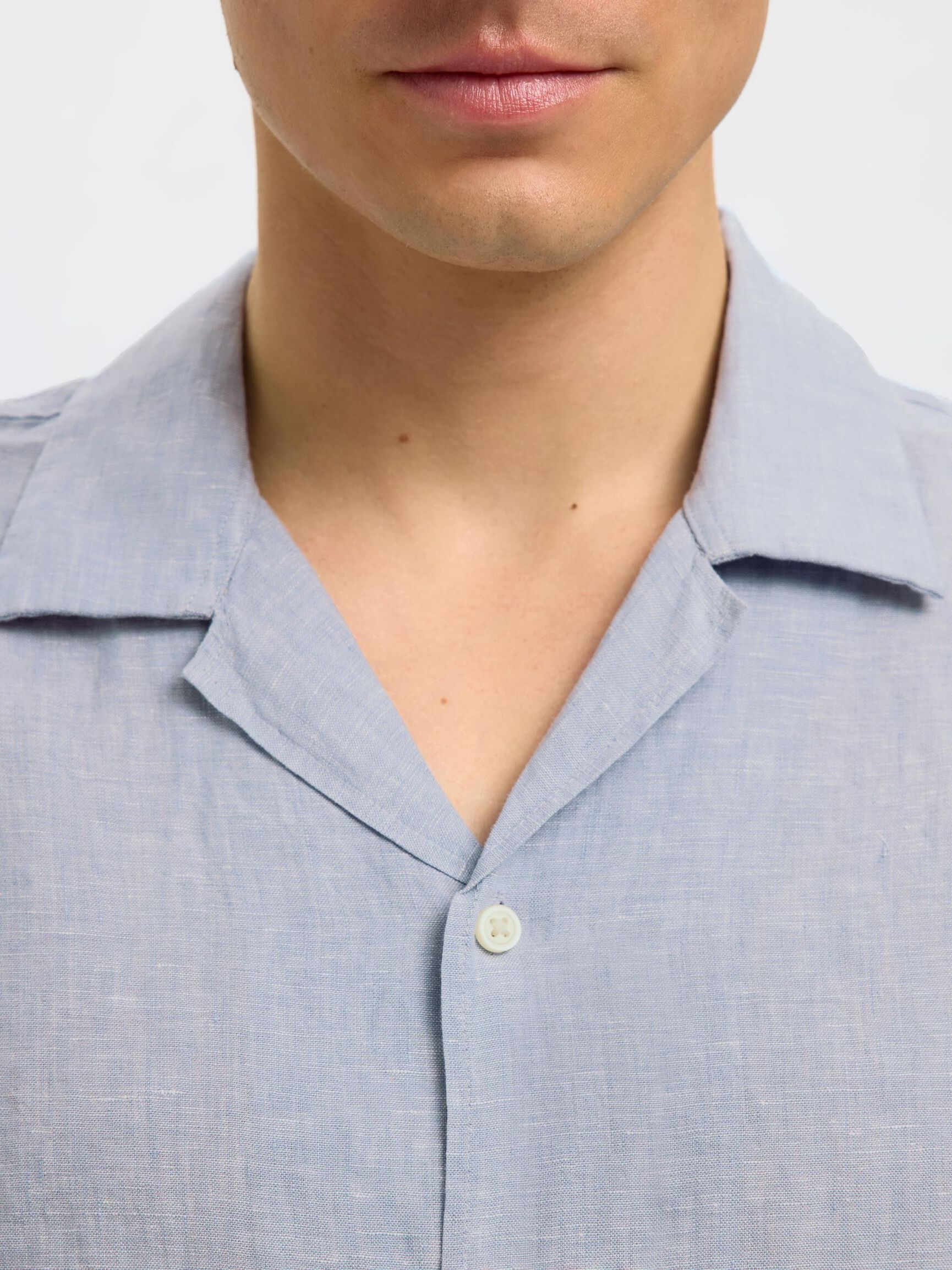 100% LINEN SHORT SLEEVED SHIRT, Blue Fog, highres