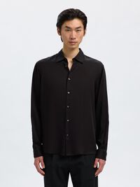 RELAXED FIT SATIN SHIRT, Black, highres