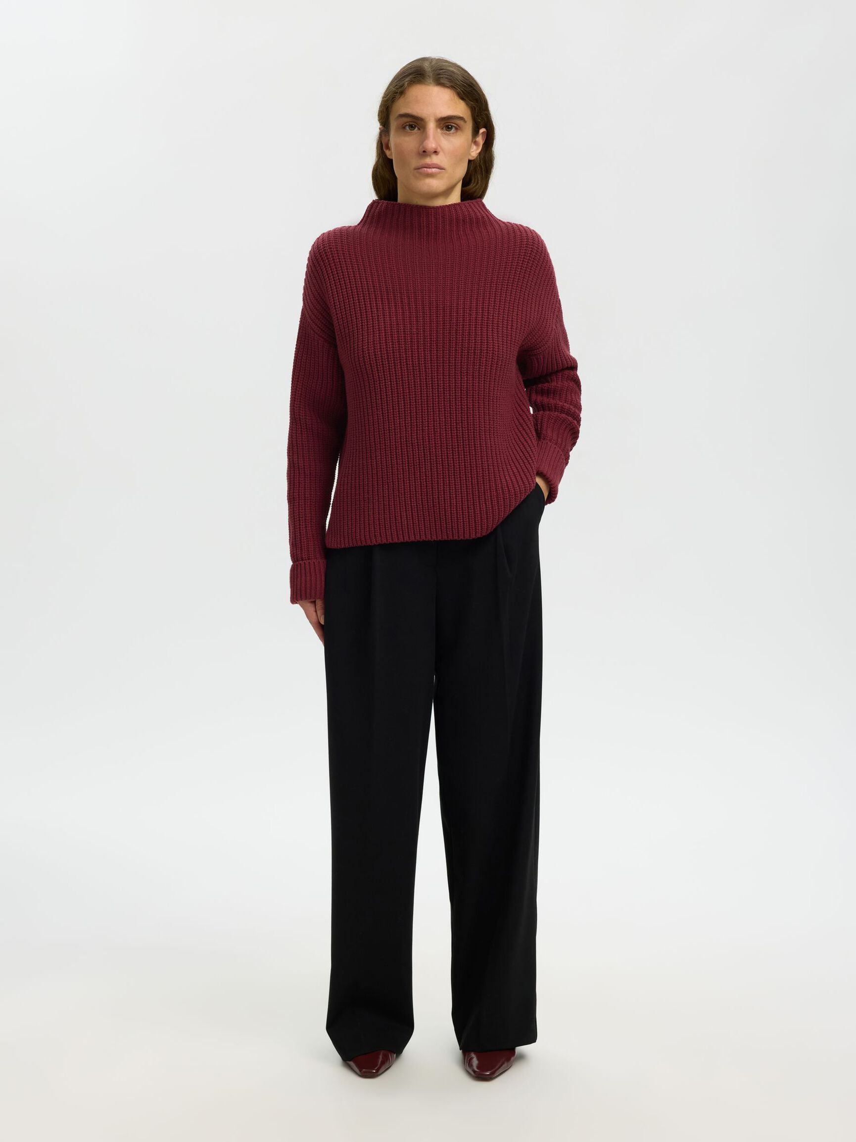 OVERSIZED PULLOVER, Tawny Port, highres