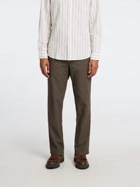 SLIM TAPERED LINEN BLEND TROUSERS, Forest Night, highres