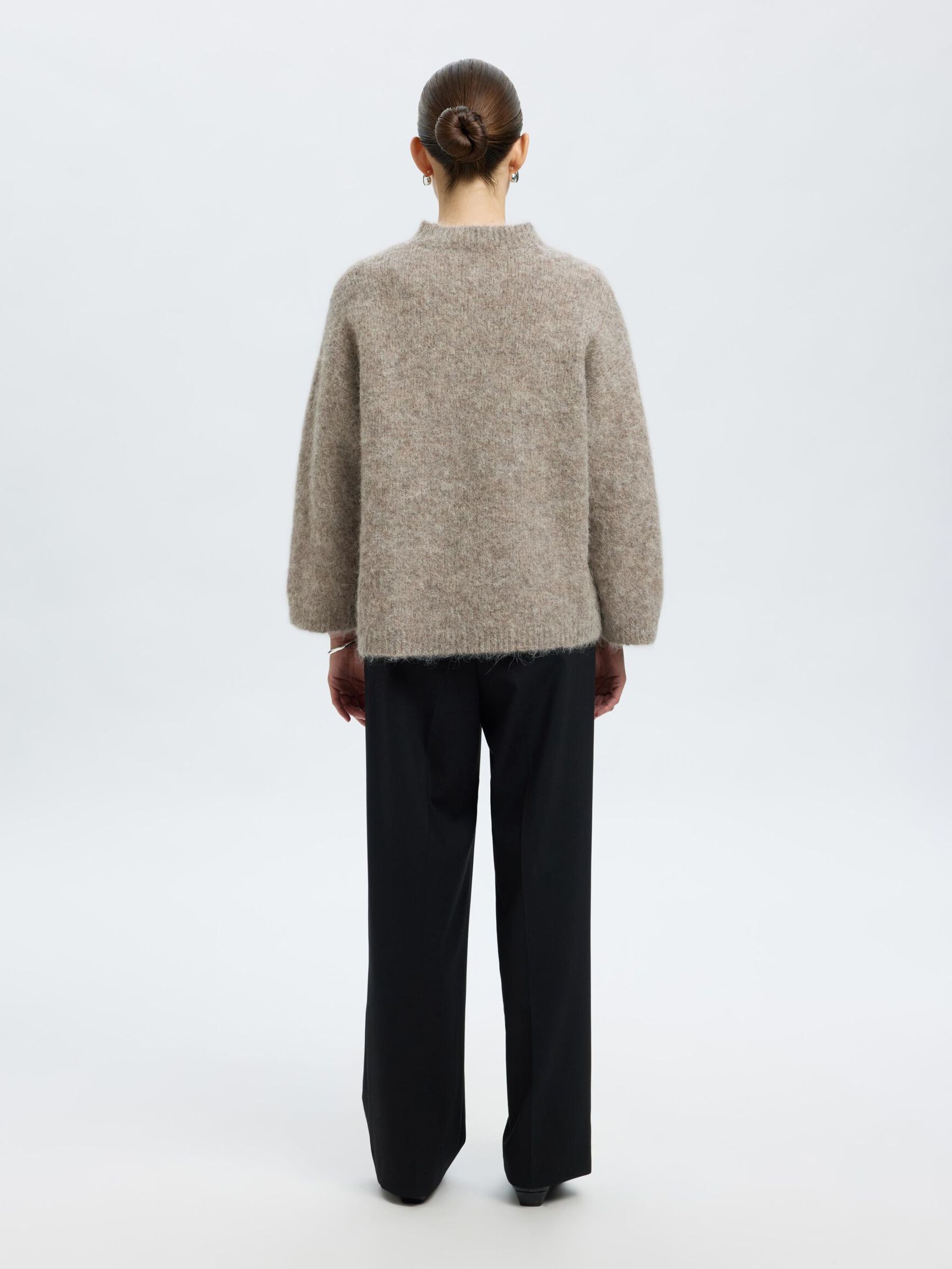 WOOL BLEND  PULLOVER, Steel Gray, highres