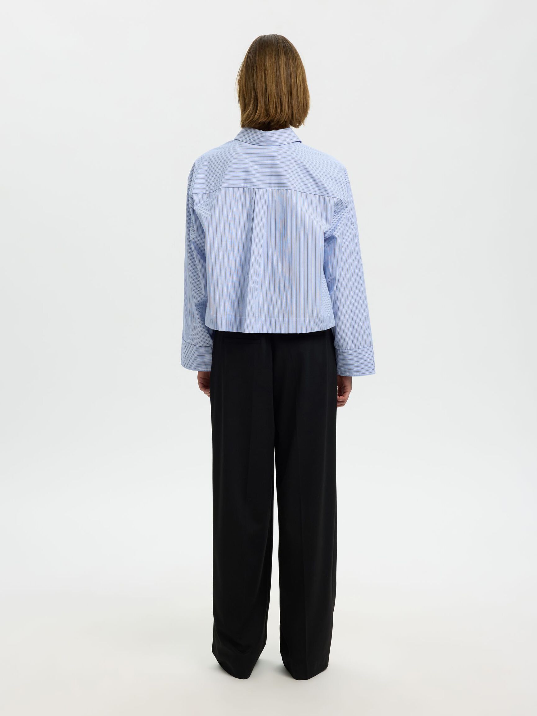 COTTON  CROPPED SHIRT, Dark Sapphire, highres