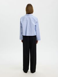 COTTON  CROPPED SHIRT, Dark Sapphire, highres