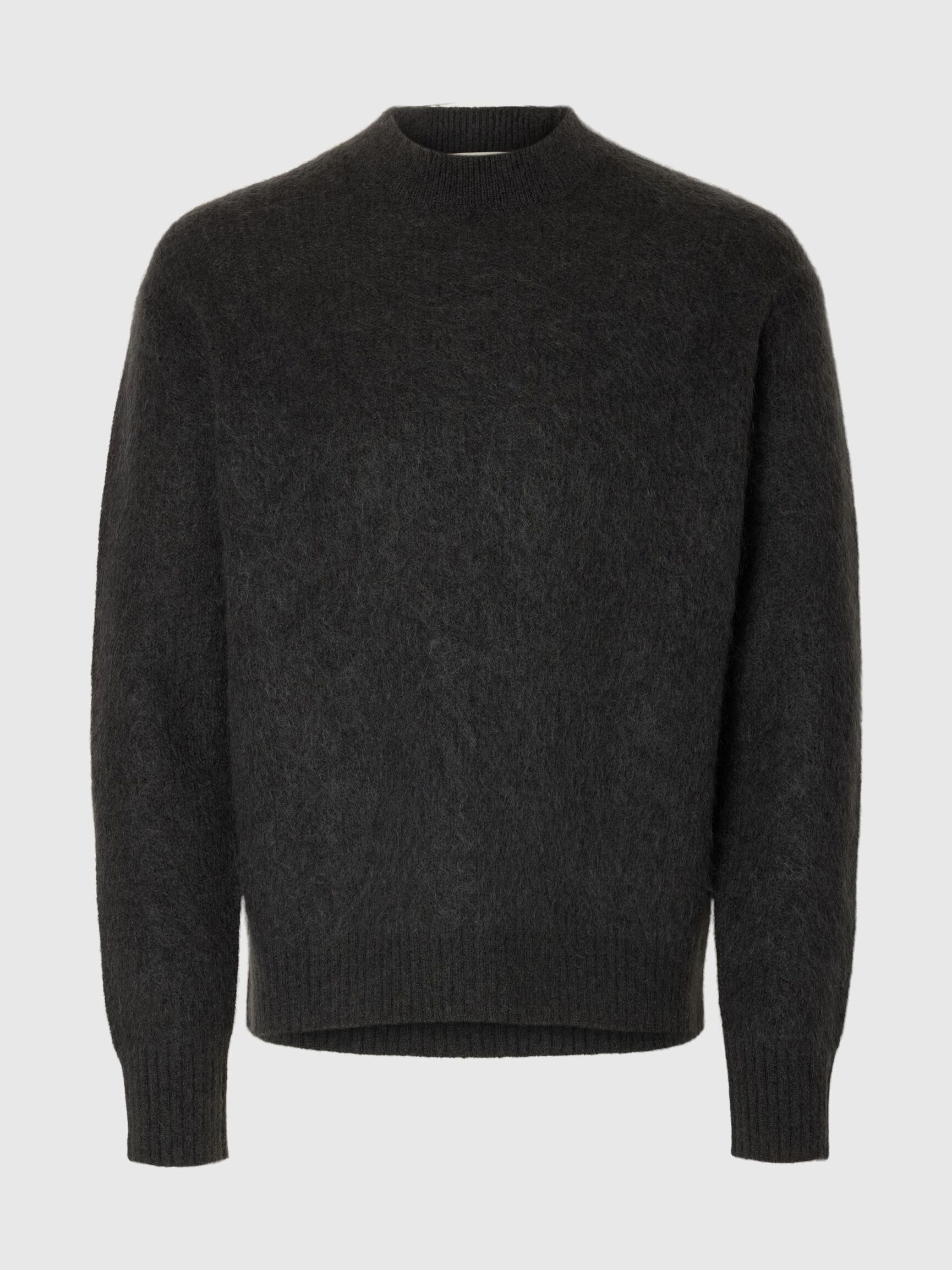 MOHAIRMIX PULLOVER MET RONDE HALS, Asphalt, highres
