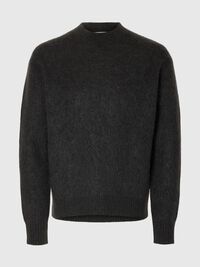 MOHAIRMIX PULLOVER MET RONDE HALS, Asphalt, highres