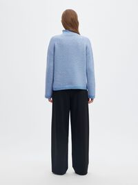 HERRINGBONE HIGH-NECK JUMPER, Granada Sky, highres