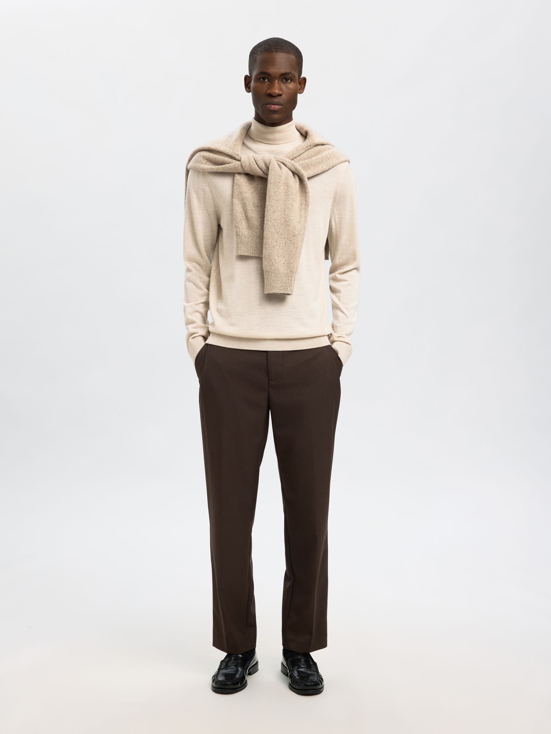 100% MERINO WOOL TURTLENECK, Oatmeal, highres