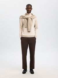 100% MERINO WOOL TURTLENECK, Oatmeal, highres