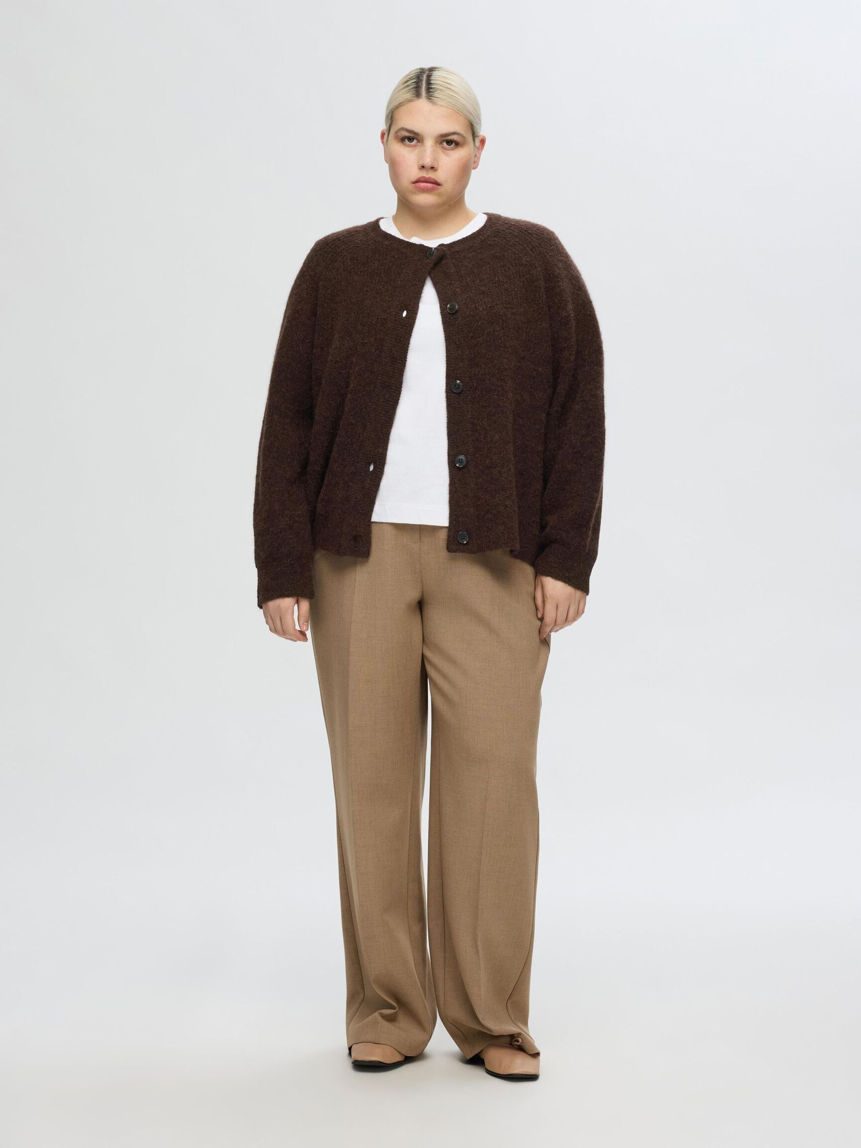 LANGE MOUWEN VEST, Coffee Bean, highres