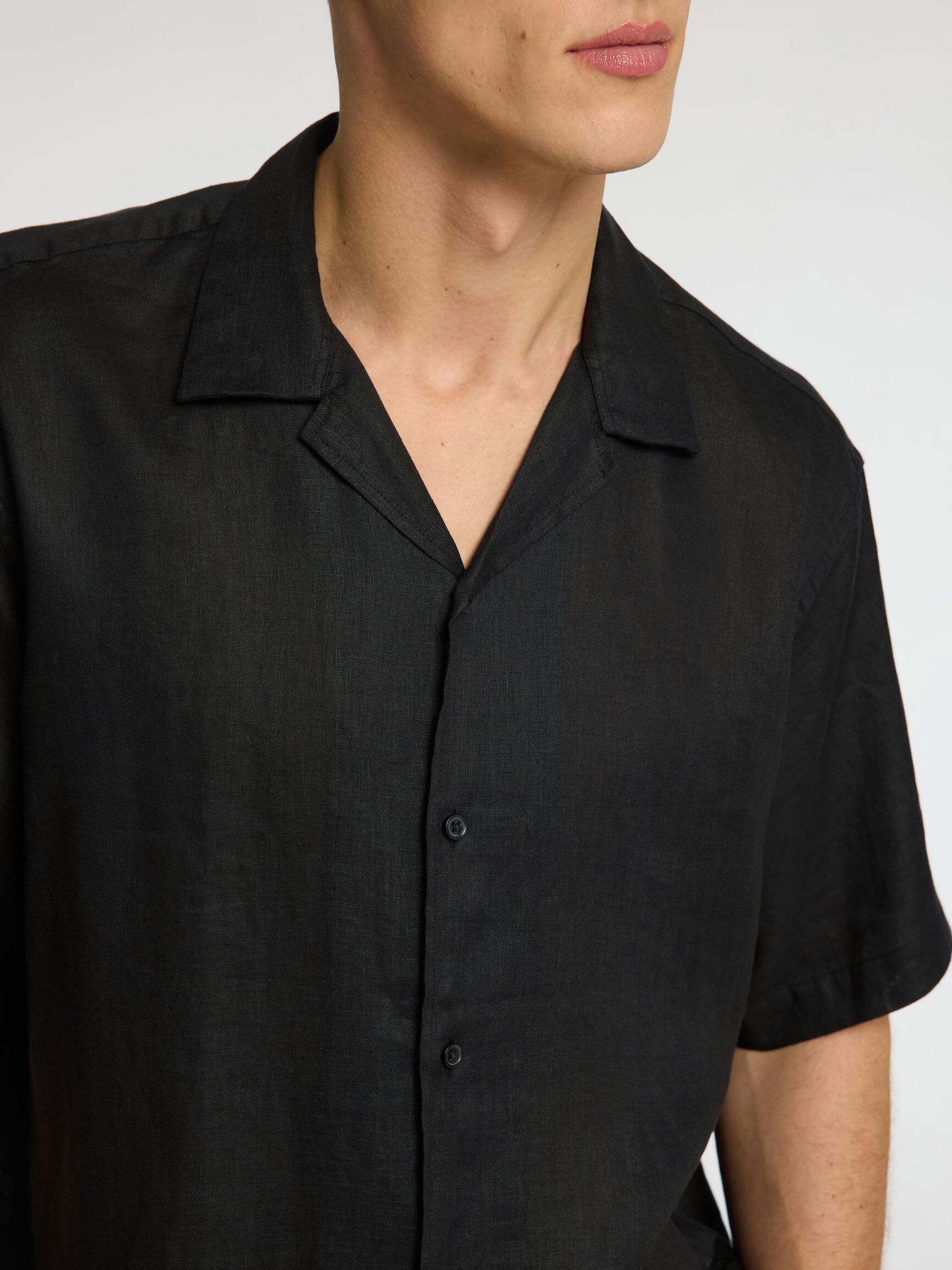 CAMICIA A MANICHE CORTE, Black, highres