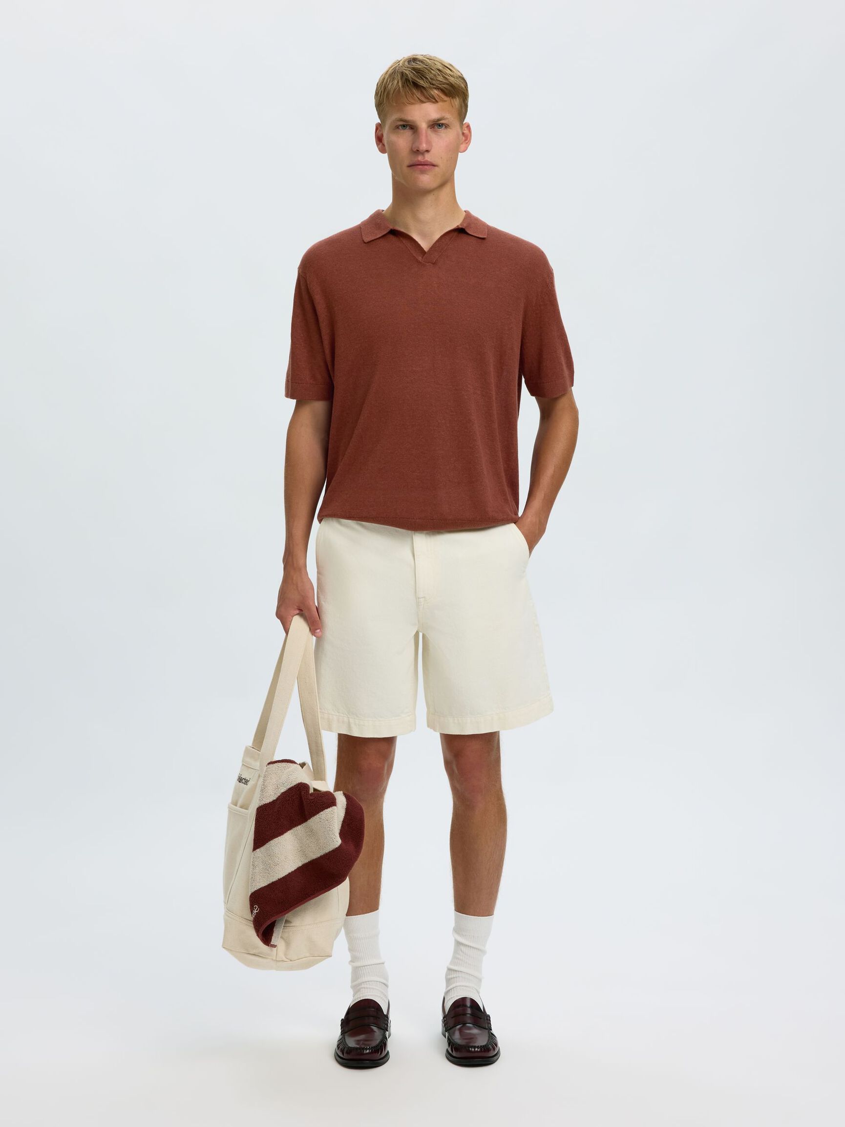 RELAXED FIT POLO SHIRT, Cherry Mahogany, highres