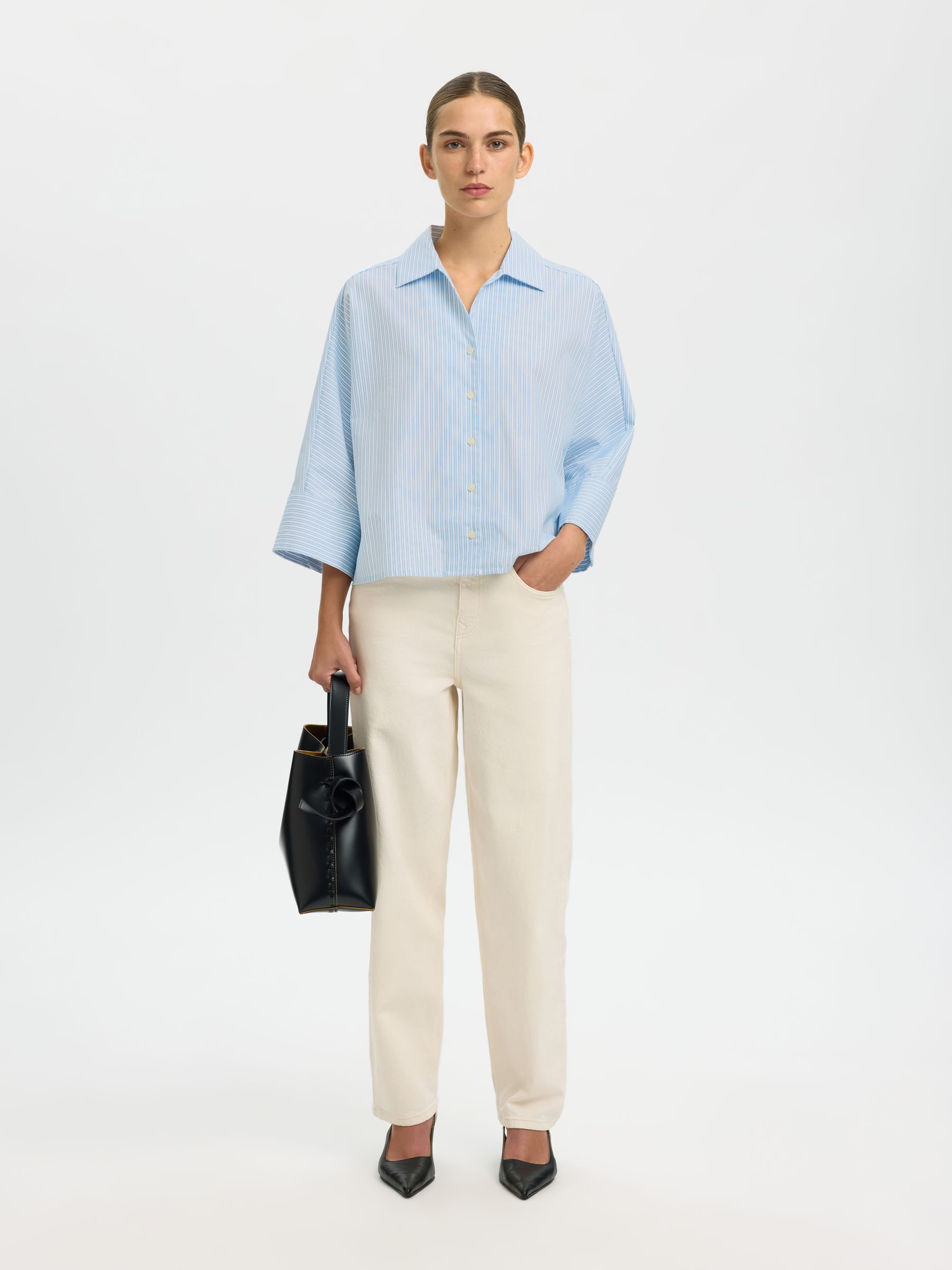 OVERSIZED 3/4 SLEEVED SHIRT, Malibu Blue, highres