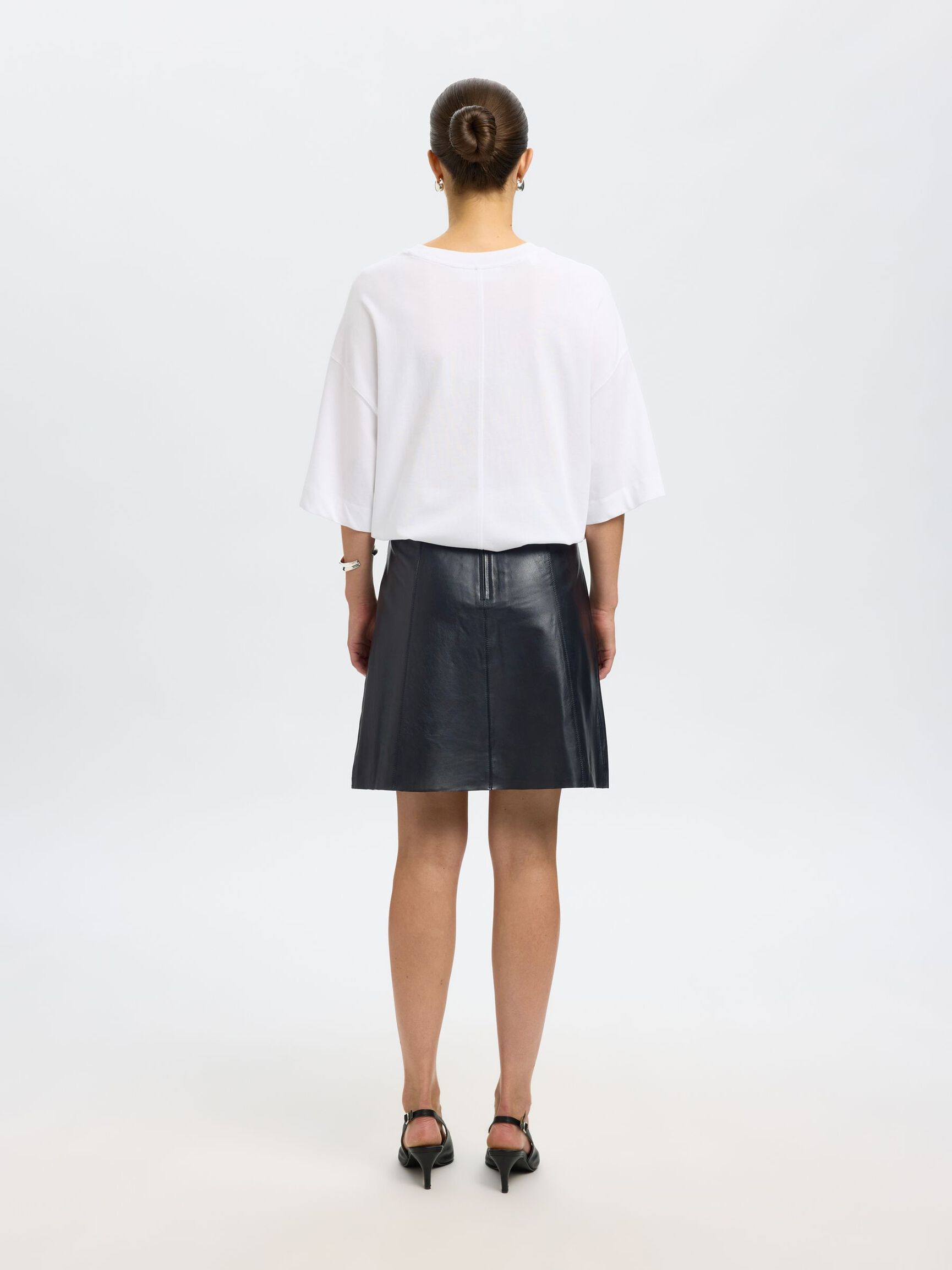 MINI JUPE EN CUIR, Black, highres