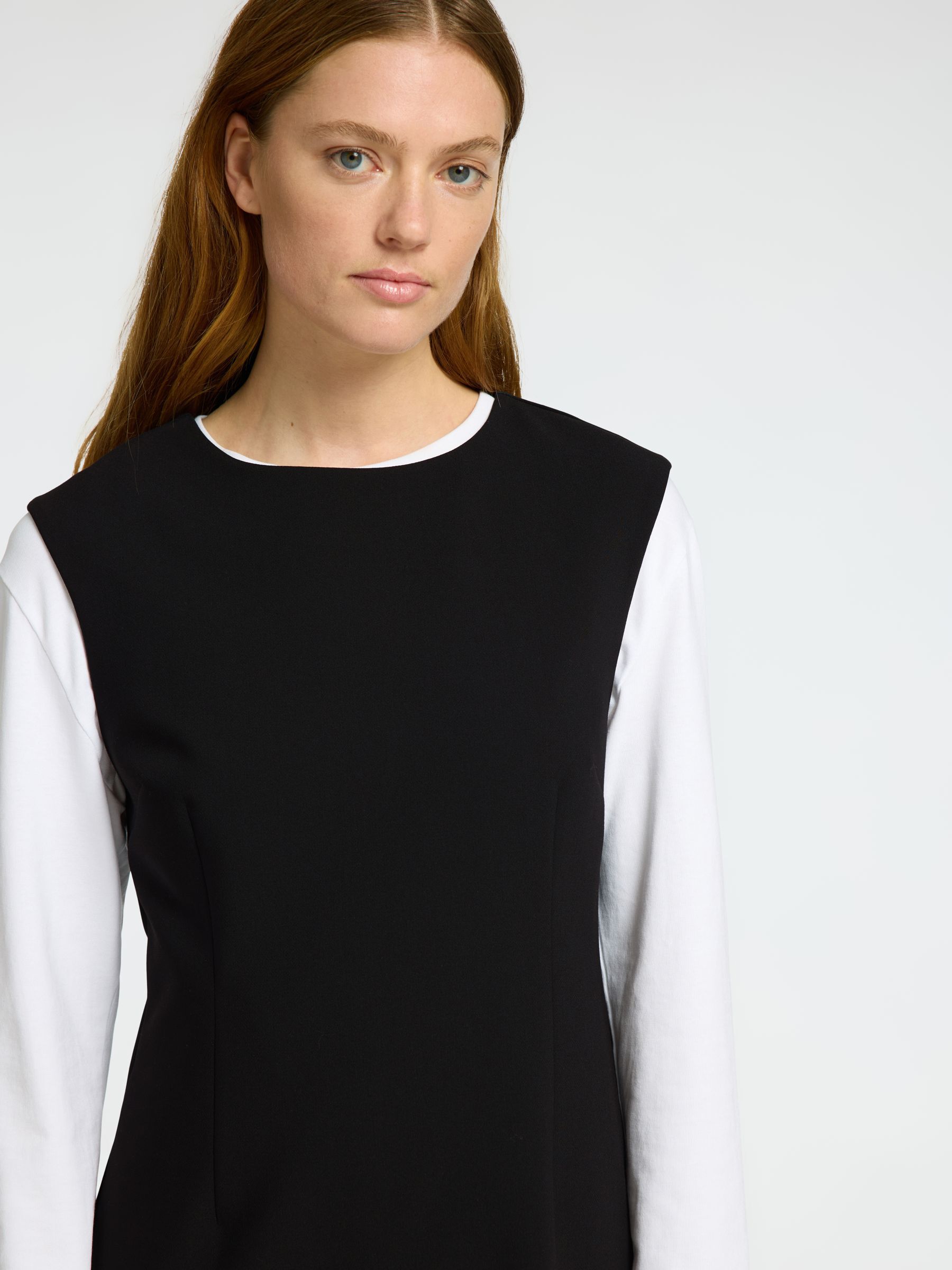 TAILLEUR ROBE SANS MANCHES, Black, highres