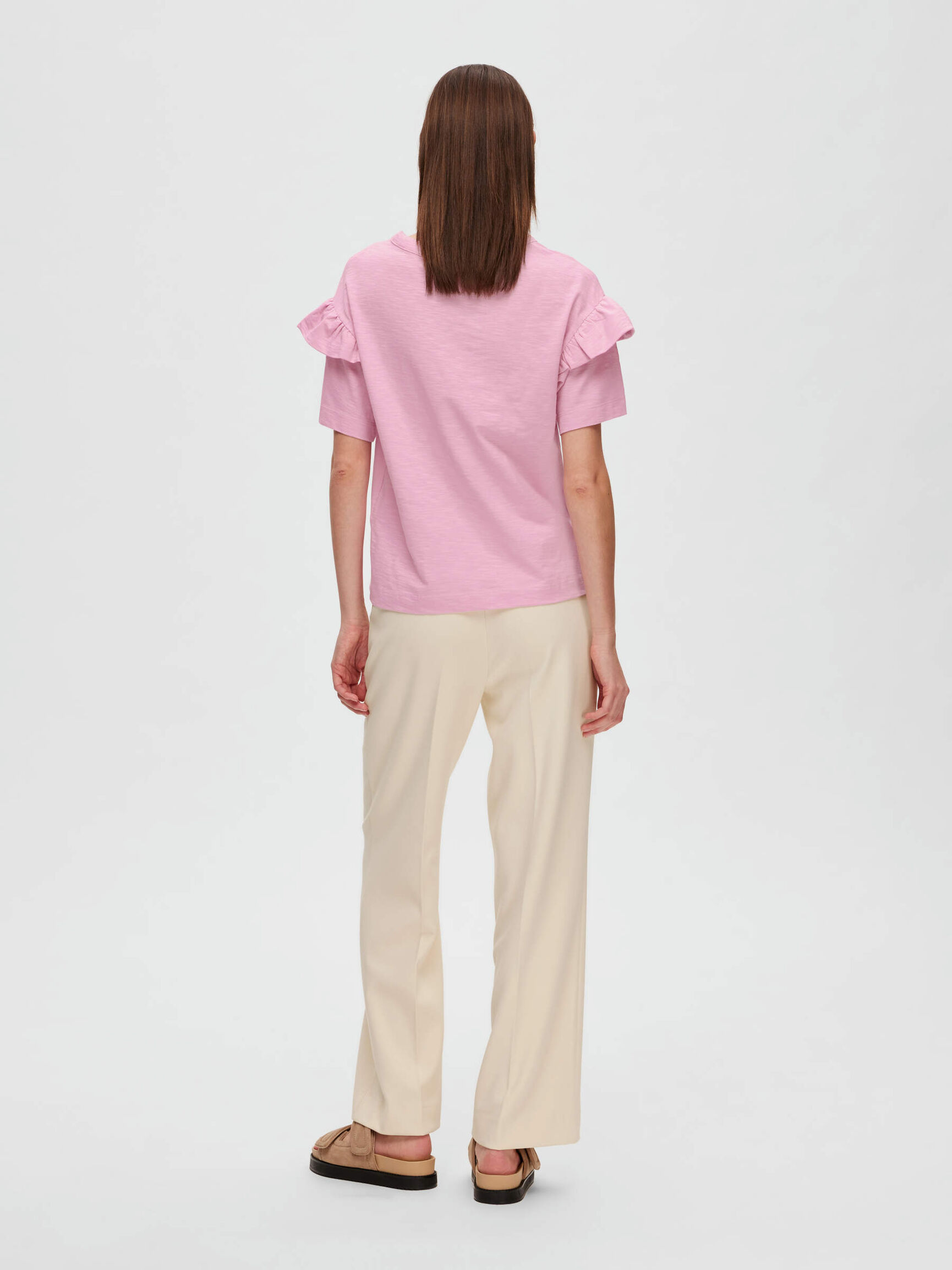 COTTON RUFFLE  T-SHIRT, Sweet Lilac, highres