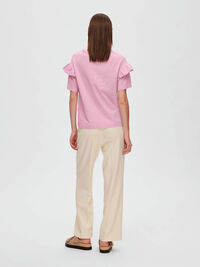 COTTON RUFFLE  T-SHIRT, Sweet Lilac, highres