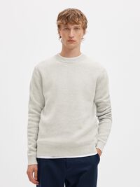 CREWNECK PULLOVER, Light Grey Melange, highres