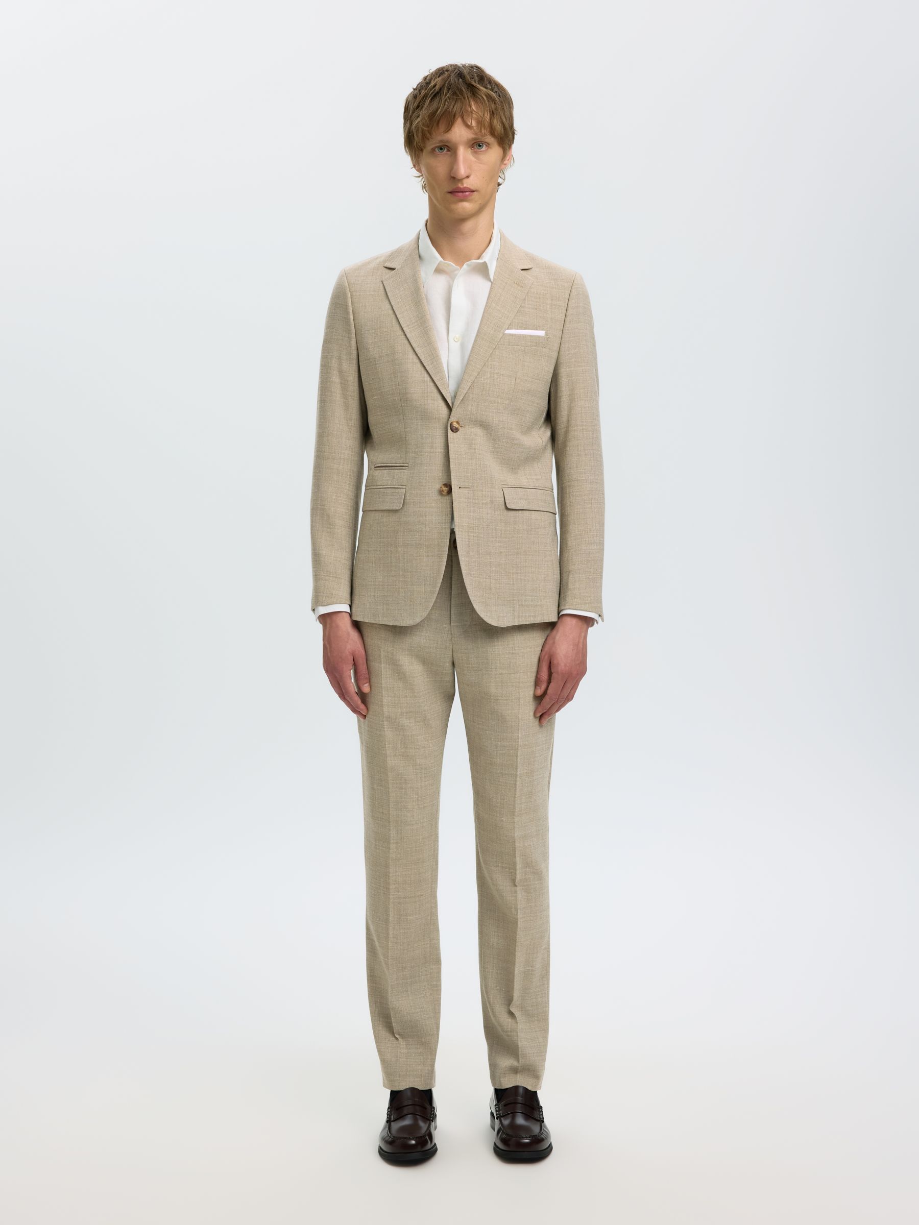 SLIM FIT SUIT TROUSERS, Sand, highres