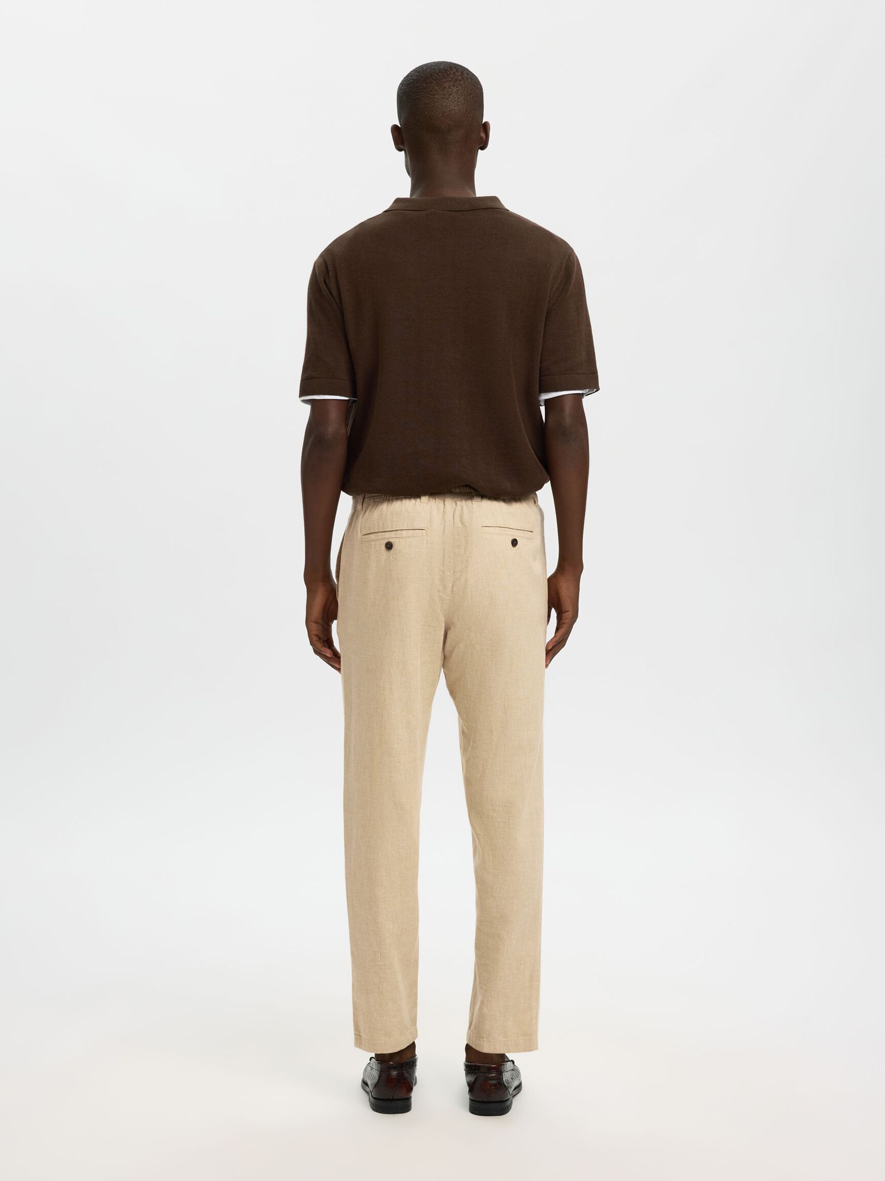SLIM TAPERED LINEN BLEND TROUSERS, Incense, highres
