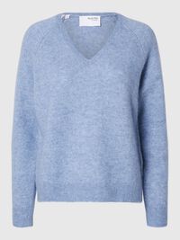 WOLLGEMISCH V-AUSSCHNITT PULLOVER, Endless Sky, highres