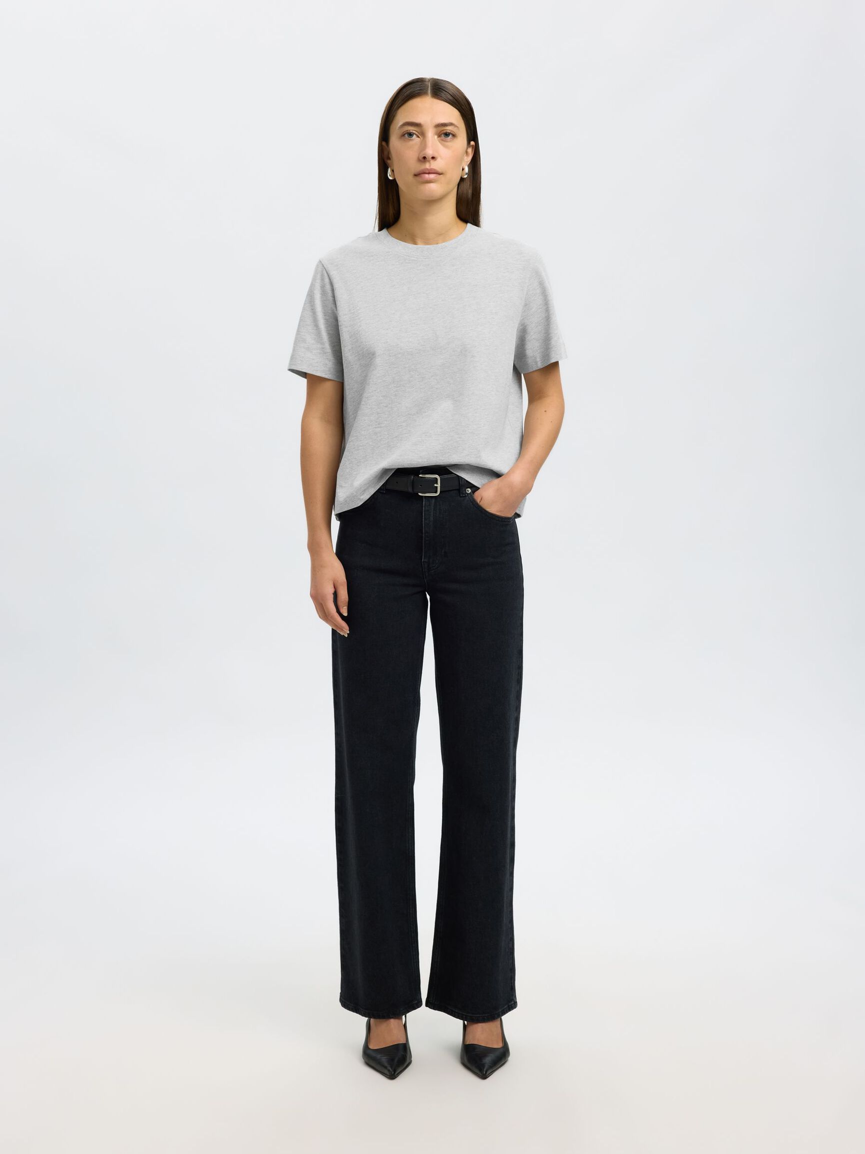 BOXY T-SHIRT, Light Grey Melange, highres