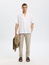 SLIM TAPERED LINEN BLEND TROUSERS, Vetiver, highres