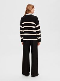 STRIPED KNITTED JUMPER, Black, highres