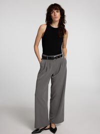 EFECTO PLEGADO, MEZCLA DE VISCOSA PANTALONES, Medium Grey Melange, highres